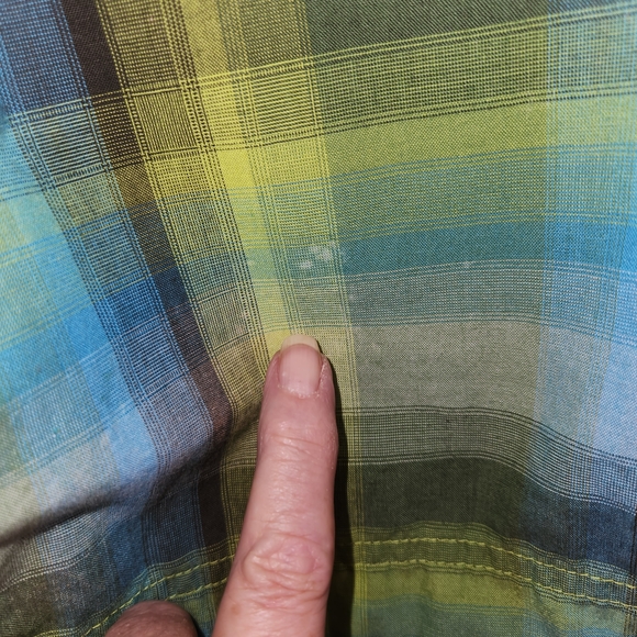 Mountain Hardwear Short Sleeve Pearl Snap Shirt Size XL Green/Blue/Brown Plaid - Picture 6 of 16